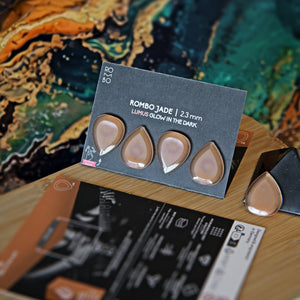 Guitar Pick Set Rombo Jade - Material Velvet Touch Lumus (4 Guitar Picks) - 2.3 mm - ROMBO