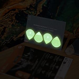 Rombo Mosaic  guitar pick set - material Velvet Touch Lumus - Glow in the dark and warmer tones