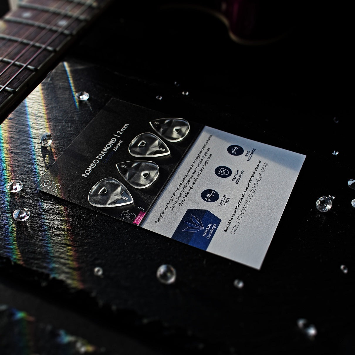 Guitar Pick Set Rombo Diamond CrystalBright (4 Guitar Picks) - 2 mm - ROMBO