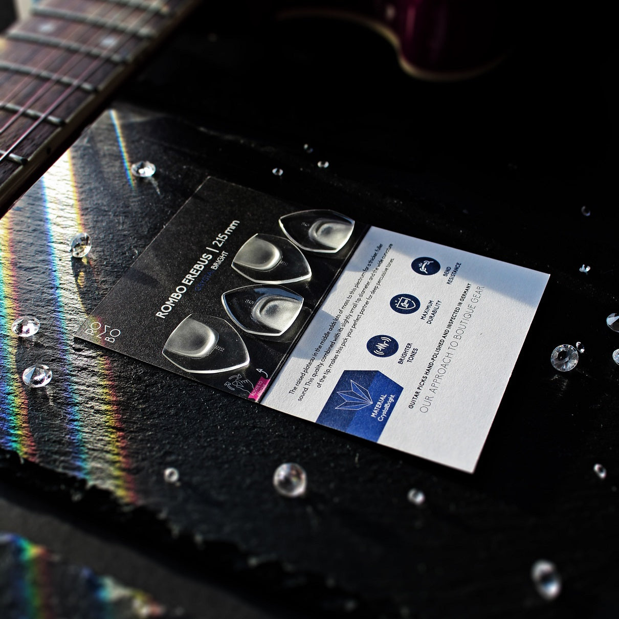 Guitar Pick Set Rombo Erebus CrystalBright (4 Guitar Picks) - 2.15 mm - ROMBO