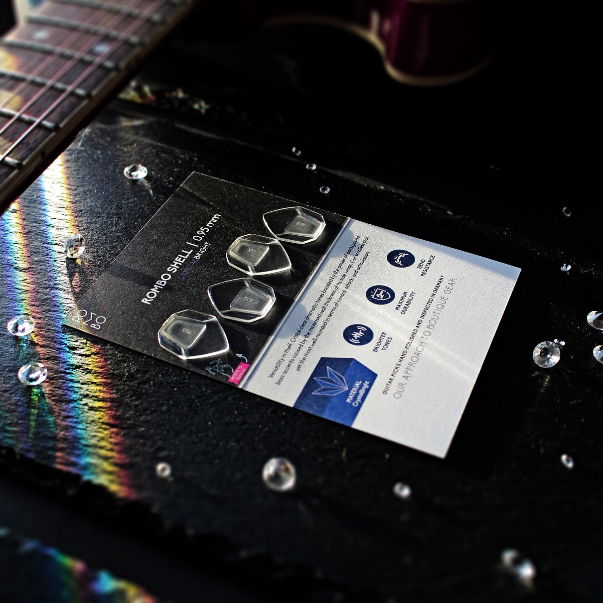 Guitar Pick Set Rombo Shell CrystalBright (4 Guitar Picks) - 0.95 mm - ROMBO