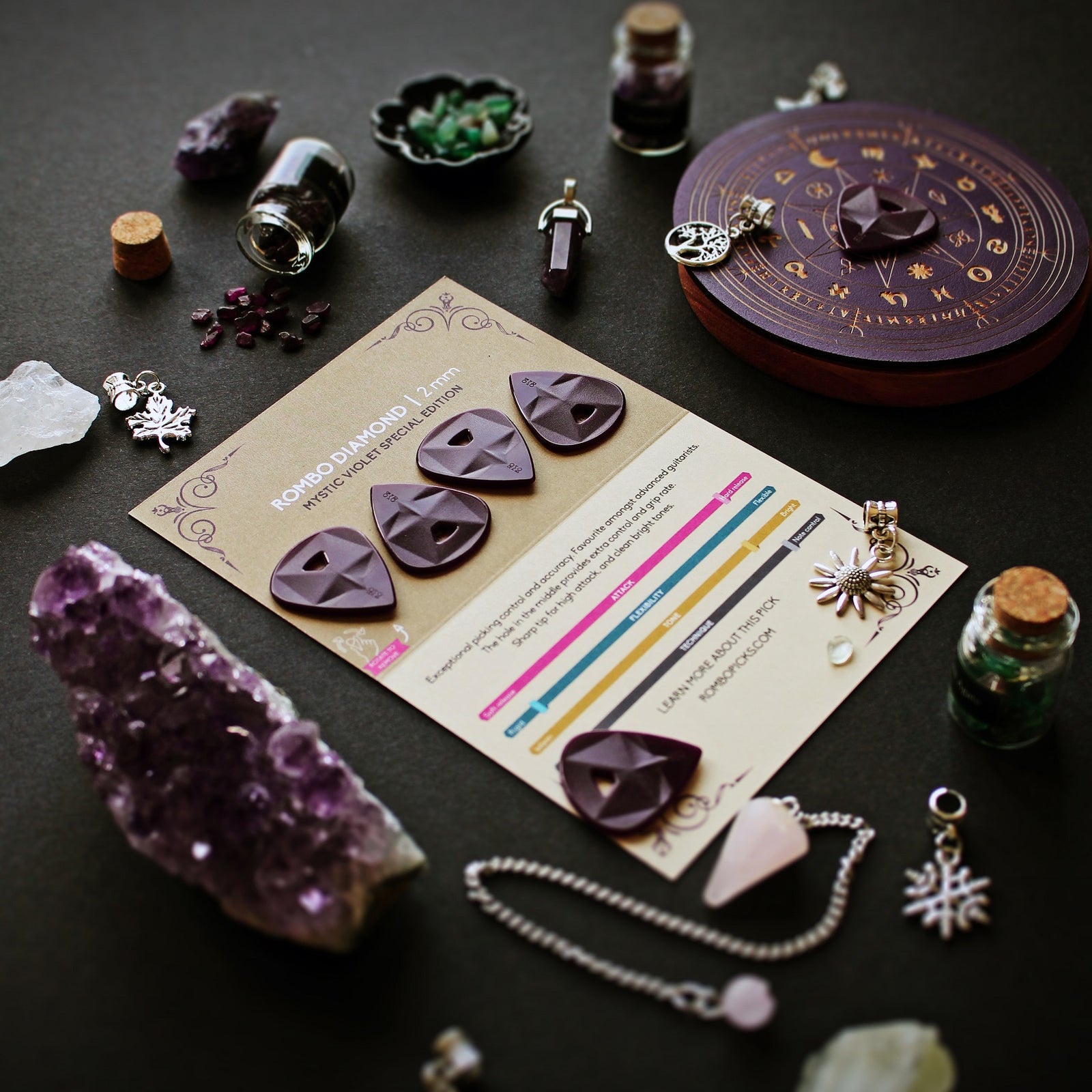 Guitar Pick Set Rombo Diamond Special Edition Mystic Violett (4 Guitar Picks) - 2 mm - ROMBO